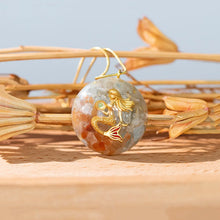 Load image into Gallery viewer, Mermaid Orgonite Necklace with Red Agate & Aquamarine