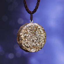 Load image into Gallery viewer, Orgonite necklace with Tiger&#39;s Eye and gold foil shavings.